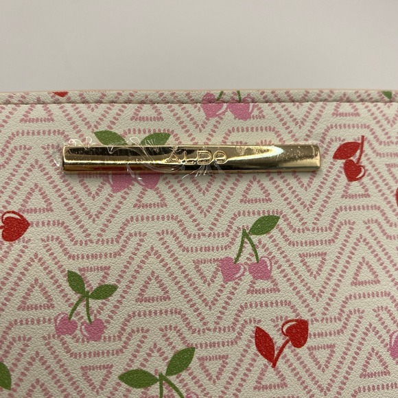 Aldo Pink Monogram Red Cherry Hearts Zip Around Wallet Cottagecore Novelty NWT - Picture 4 of 6